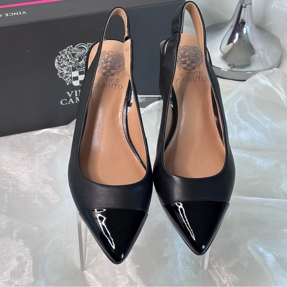 Vince Camuto Women’s Black Hamden Slingback Pointed Cap Toe Pump Size 7.5 - Picture 3 of 9